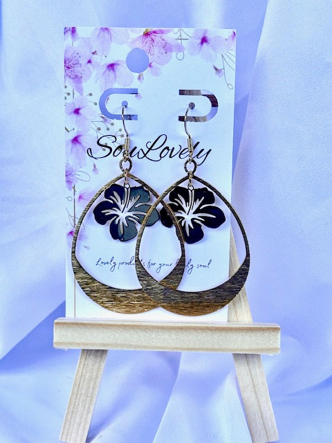 Gold Hibiscus Hoop Earrings