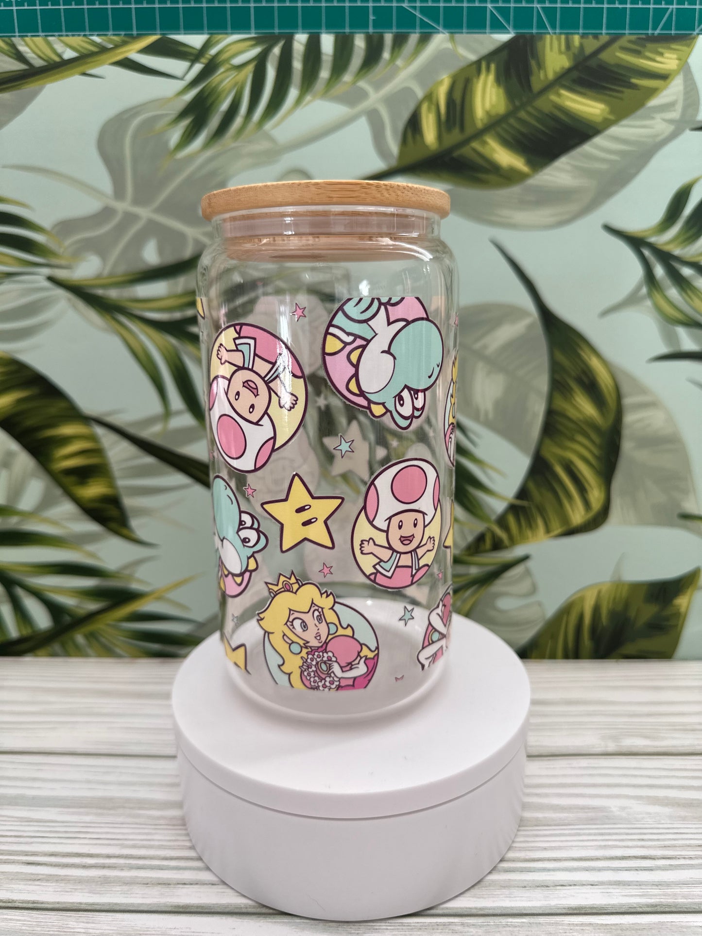 Pastel Super Mario Inspired 16oz Glass Libbey Can