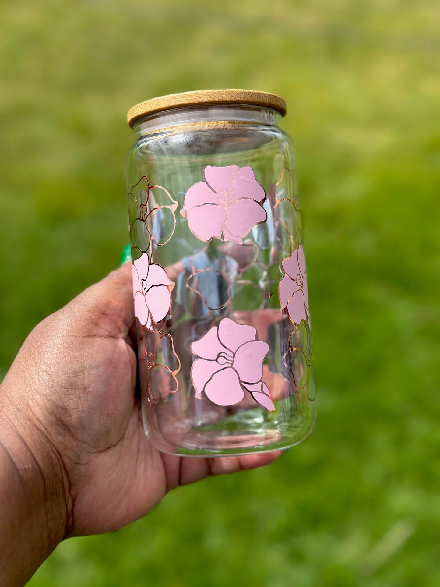 Puakenikeni Flower 16oz Glass Libbey Can