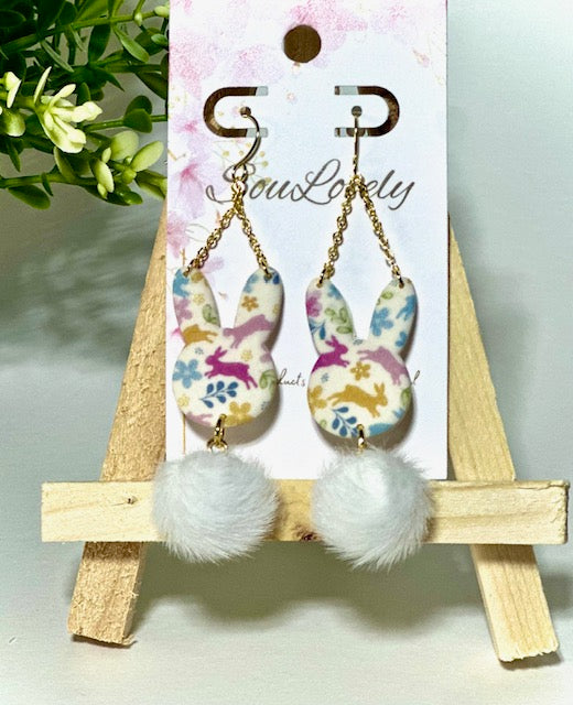 Easter Bunny Chain Dangle Earrings