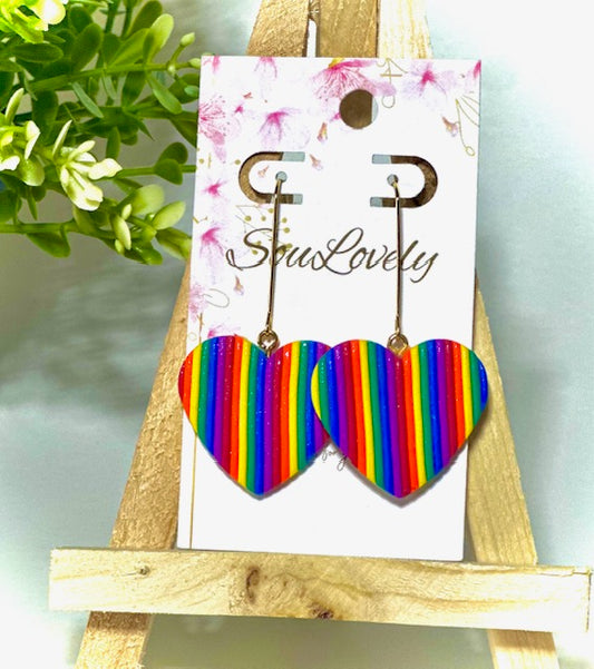 Pride Heart Long Dangle Earrings