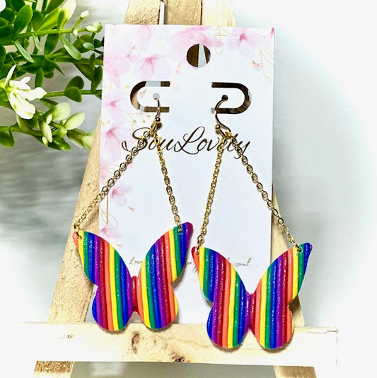 Pride Butterfly Chain Dangle Earrings