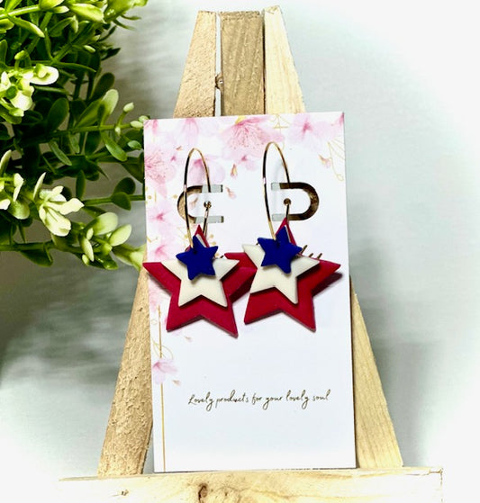 4th of July Star Hoop Earrings