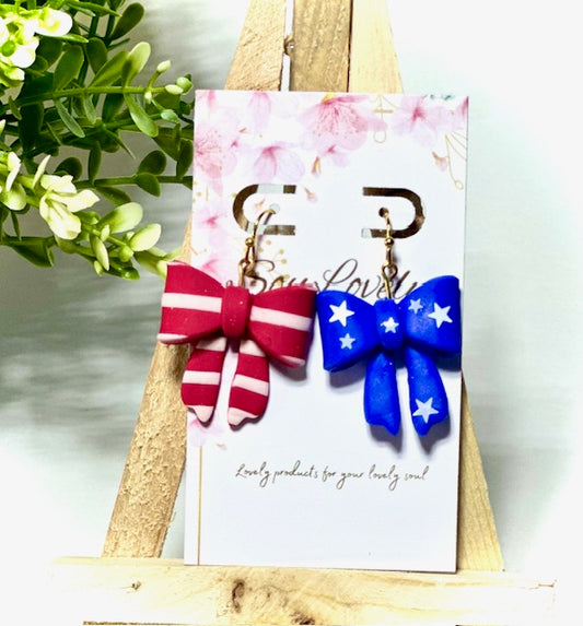 4th of July Bow Earrings