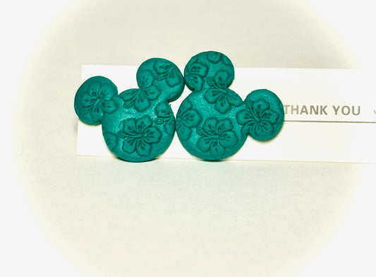 Aloha-themed Mouse Head Stud Earrings