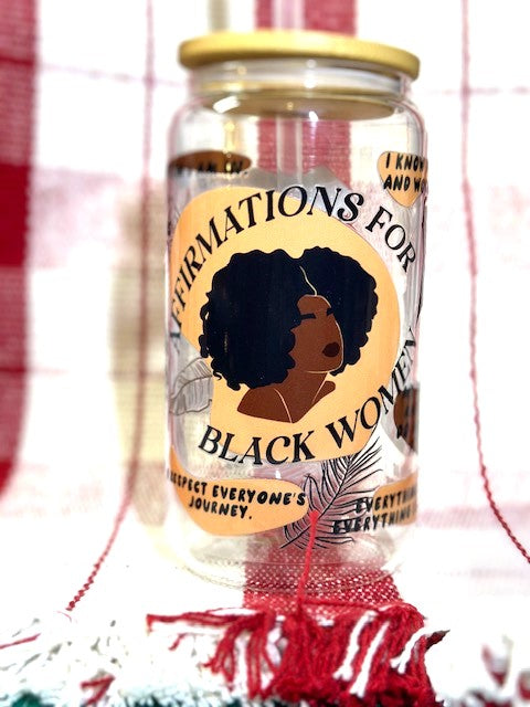 Motivations for Black Women 16oz Glass Libbey Can