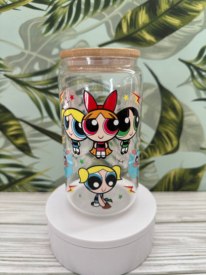 Powerpuff Girls Inspired 16oz Glass Libbey Can