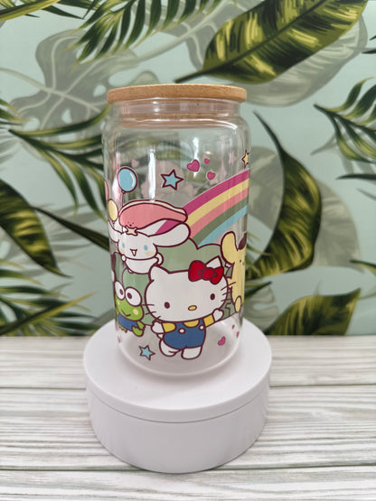 Sanrio Group with Rainbow 16oz Glass Libbey Can