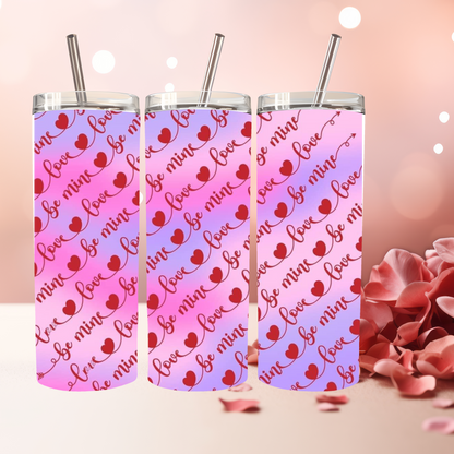 20oz Valentines Tumbler, Valentines Day Tumbler, Heart Tumbler