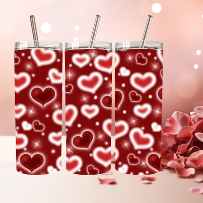 20oz Valentines Tumbler, Valentines Day Tumbler, Heart Tumbler