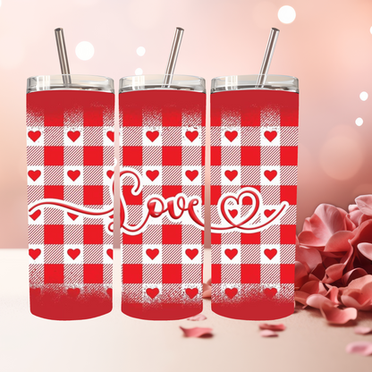 20oz Valentines Tumbler, Valentines Day Tumbler, Heart Tumbler