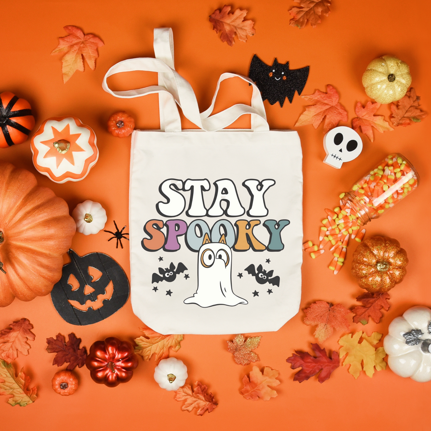 Bluey Halloween Tote Bags, Reuseable Trick or Treat Tote Bags