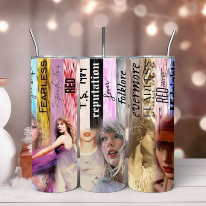 T.Swift 20oz Tumbler, Music tumbler, Eras Tour, Swifties Tumbler, Tumbler with Straw