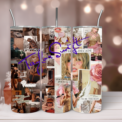 T.Swift 20oz Tumbler, Music tumbler, Eras Tour, Swifties Tumbler, Tumbler with Straw