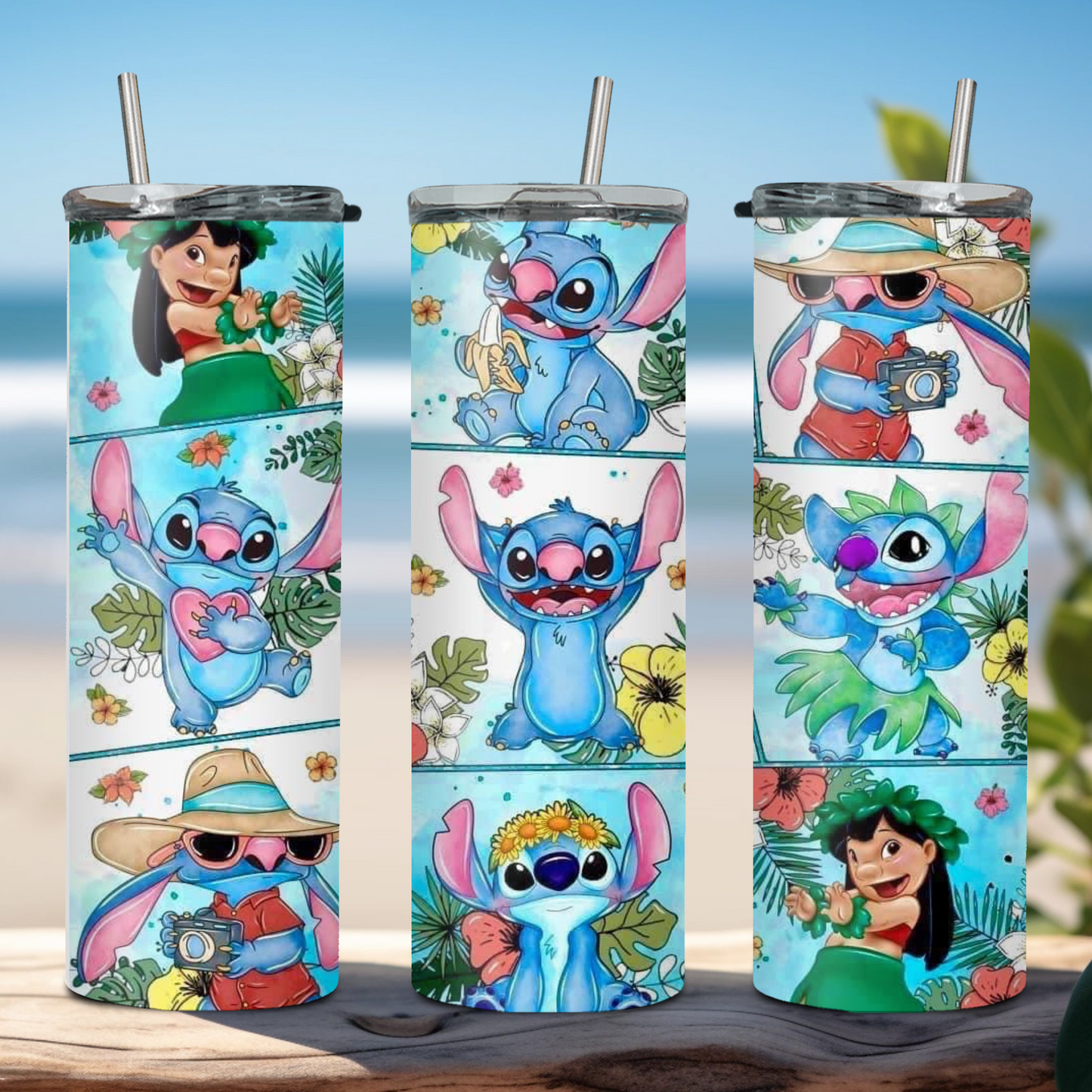 20oz Stainless Steel Tumbler with Stitch Designs/Experiment 626 Design/Aloha Tumbler/Ohana Tumbler