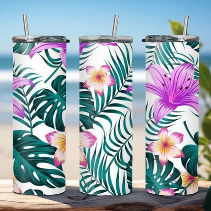 20oz Stainless Steel Tumbler with Spirit of Aloha Designs/Puakenikeni Tumbler/Tiare Tumbler/Hibiscus Tumbler/Plumeria Tumbler