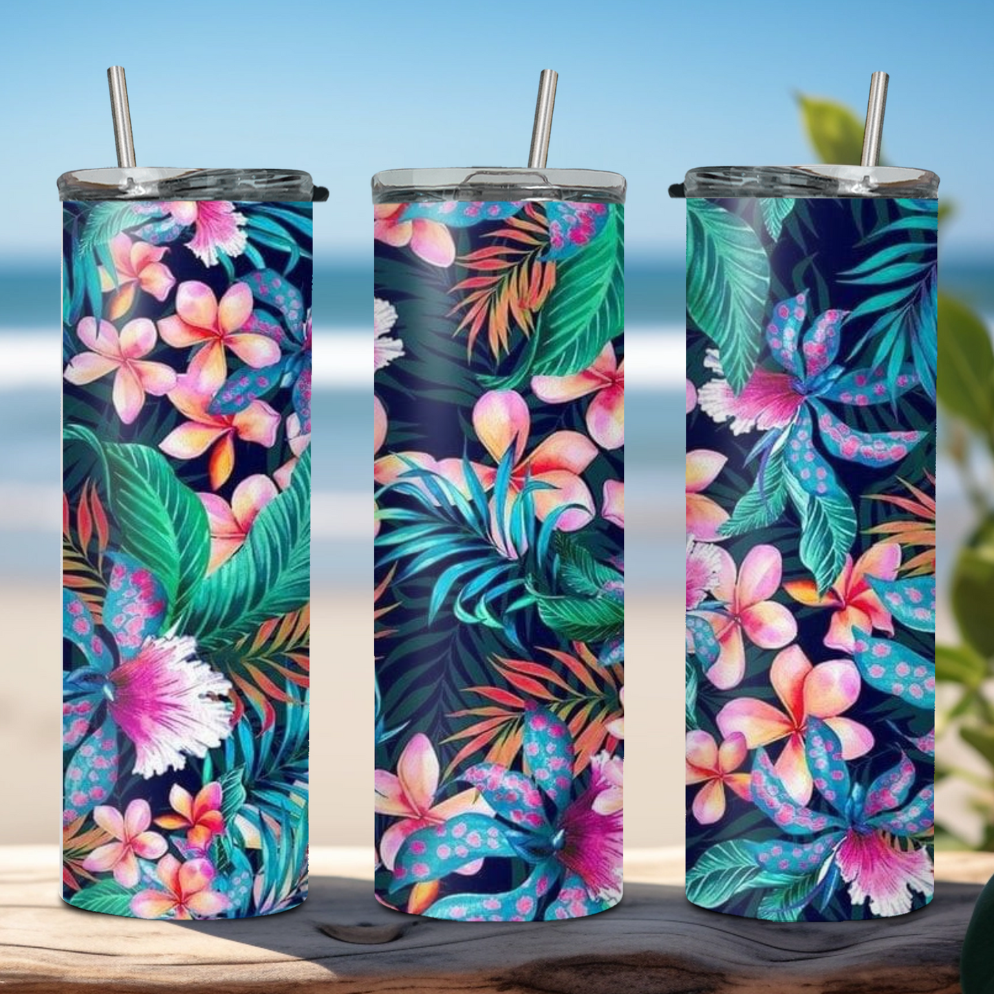 20oz Stainless Steel Tumbler with Spirit of Aloha Designs/Puakenikeni Tumbler/Tiare Tumbler/Hibiscus Tumbler/Plumeria Tumbler