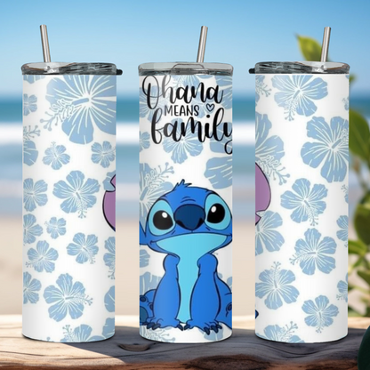 20oz Stainless Steel Tumbler with Stitch Designs/Experiment 626 Design/Aloha Tumbler/Ohana Tumbler