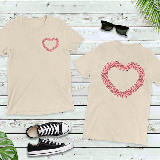 Heart-shaped Puakenikeni T Shirt/ Unisex Short Sleeves Shirt/ Aloha Tshirt