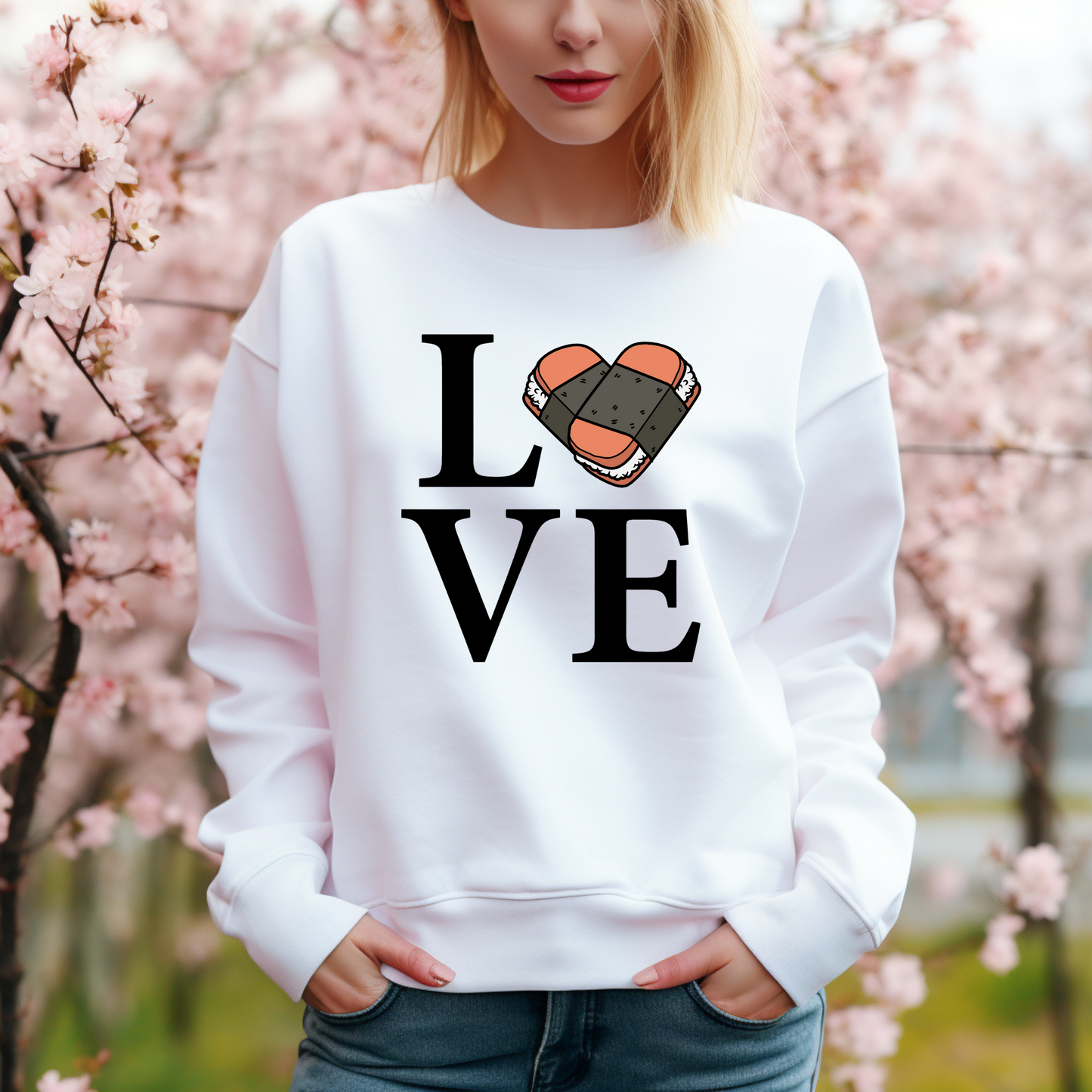 LOVE Heart Spam Musubi Sweatshirt/ Aloha Style Sweatshirt