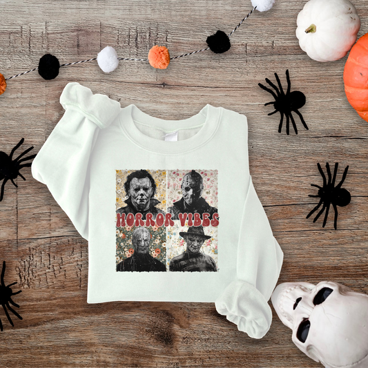 Horror Vibes Sweatshirt, Halloween Tee, Spooky Sweatshirt, Spooky Halloween, Spooky Season, Halloween Gift, Spooky Crewneck