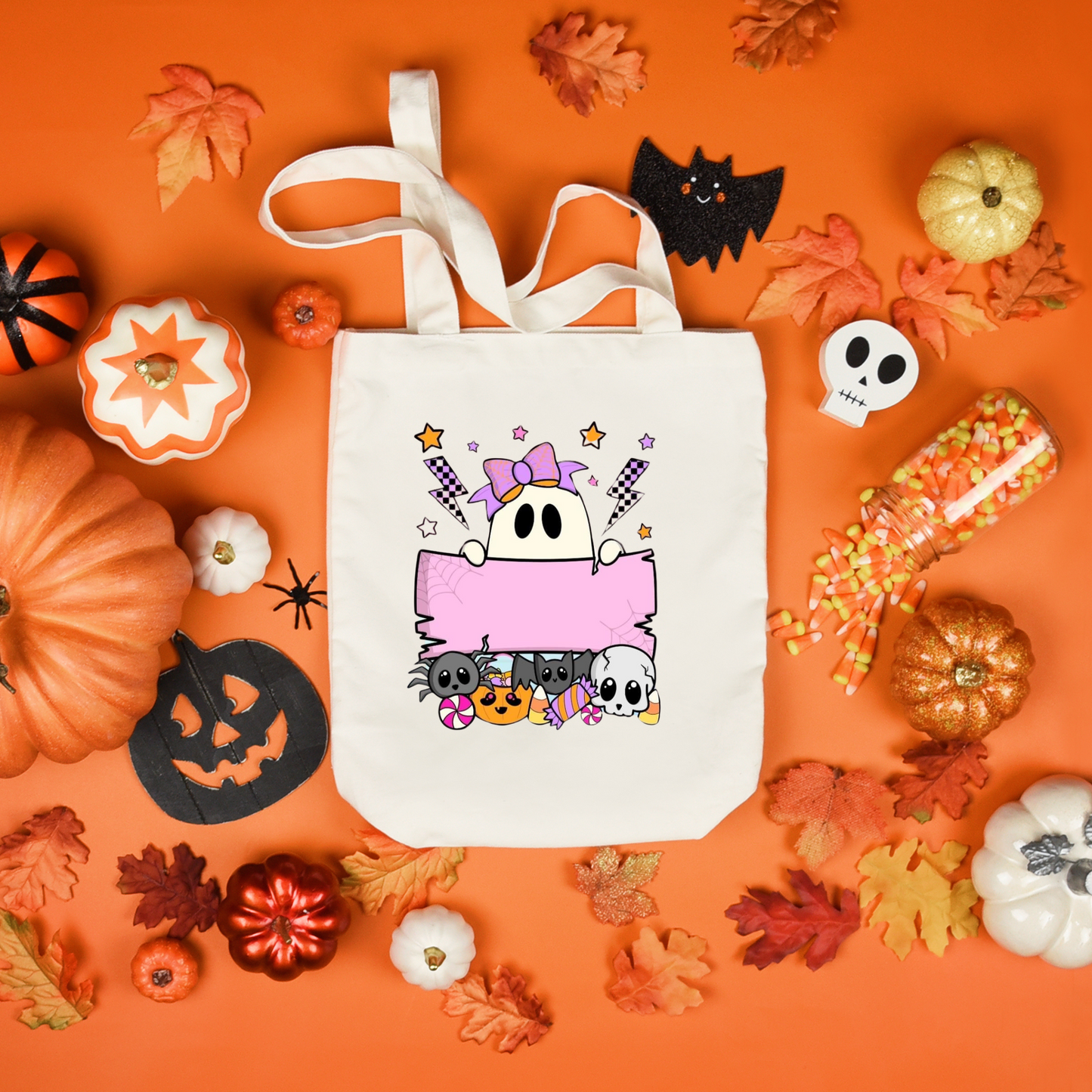 Personalized Halloween Tote Bags, Reuseable Trick or Treat Tote Bags