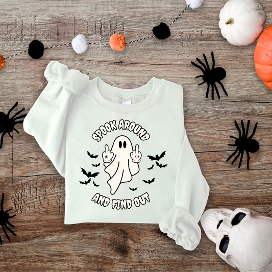 Spook Around and Find Out Ghost Sweatshirt, Halloween Tee, Spooky Sweatshirt, Spooky Halloween, Spooky Season, Funny Halloween Gift, Spooky Crewneck