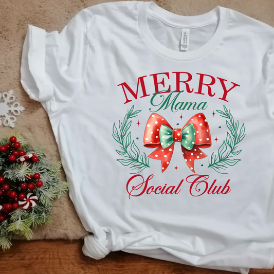 Merry Mama Social Club Shirt, Christmas Shirt, Candy Cane Christmas Shirt, Holiday Tee Shirt