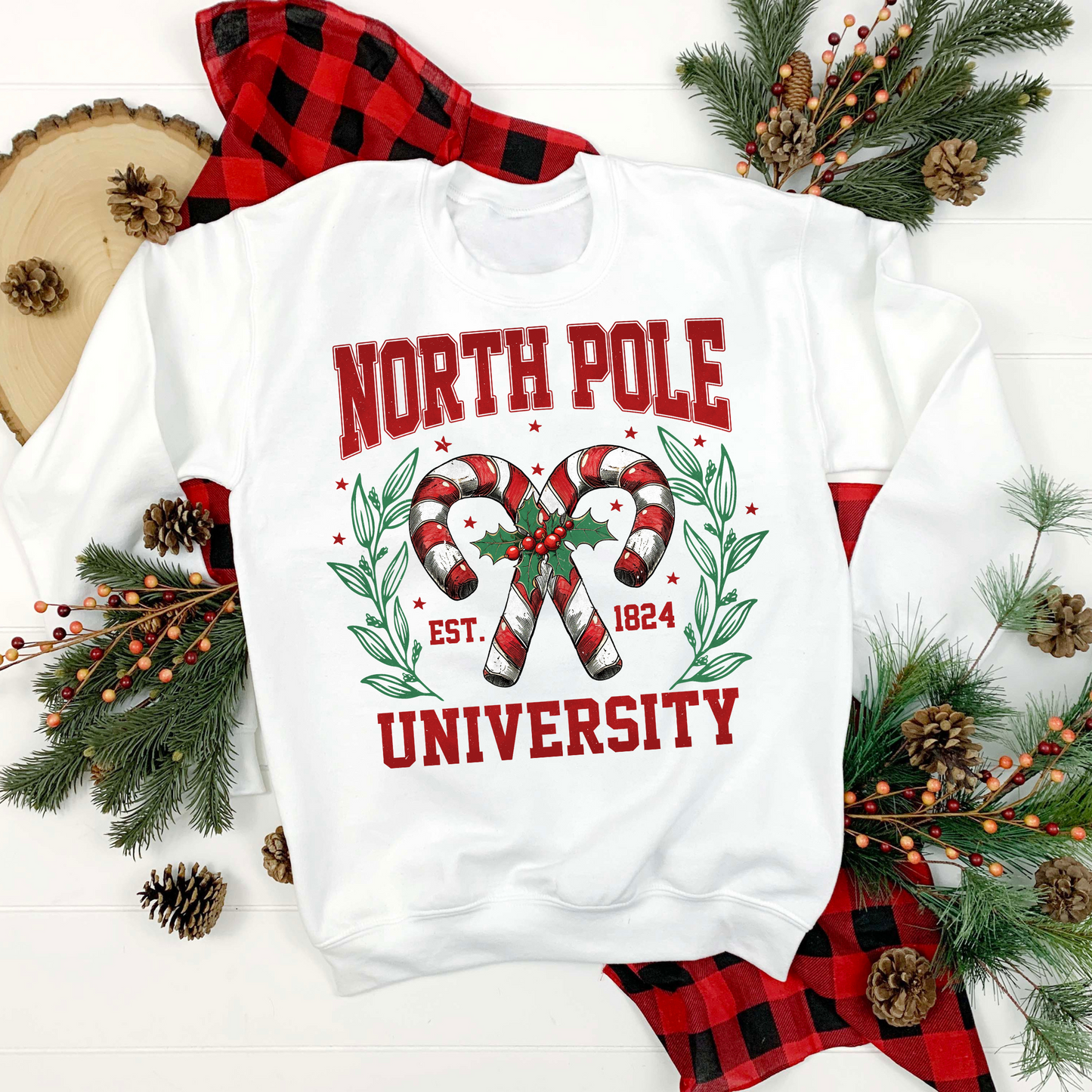 North Pole University Sweatshirt, Holiday Crewneck, Christmas Sweatshirt