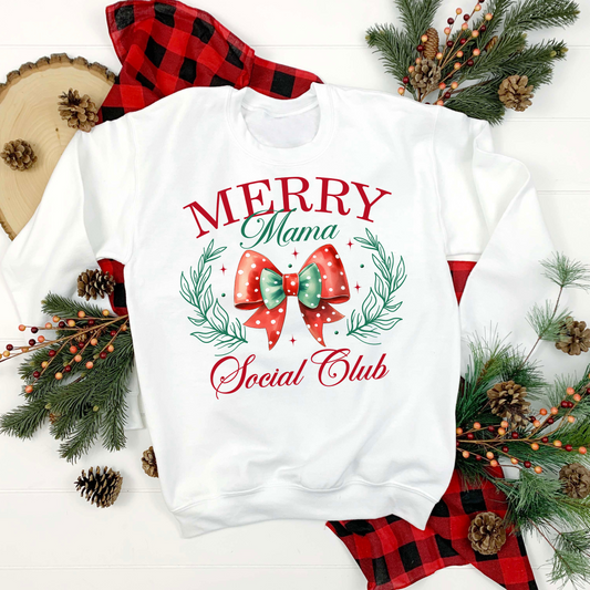 Merry Mama Social Club Sweatshirt, Holiday Crewneck, Christmas Sweatshirt