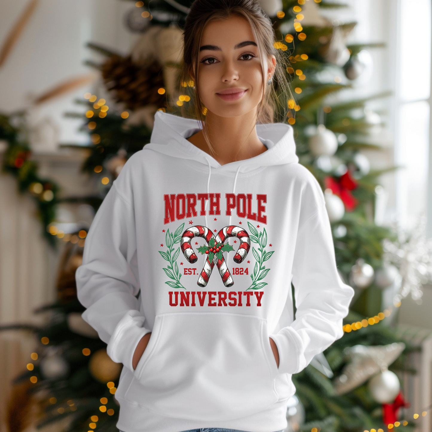 North Pole University Hoodie, Holiday Hoodie, Christmas Hoodie