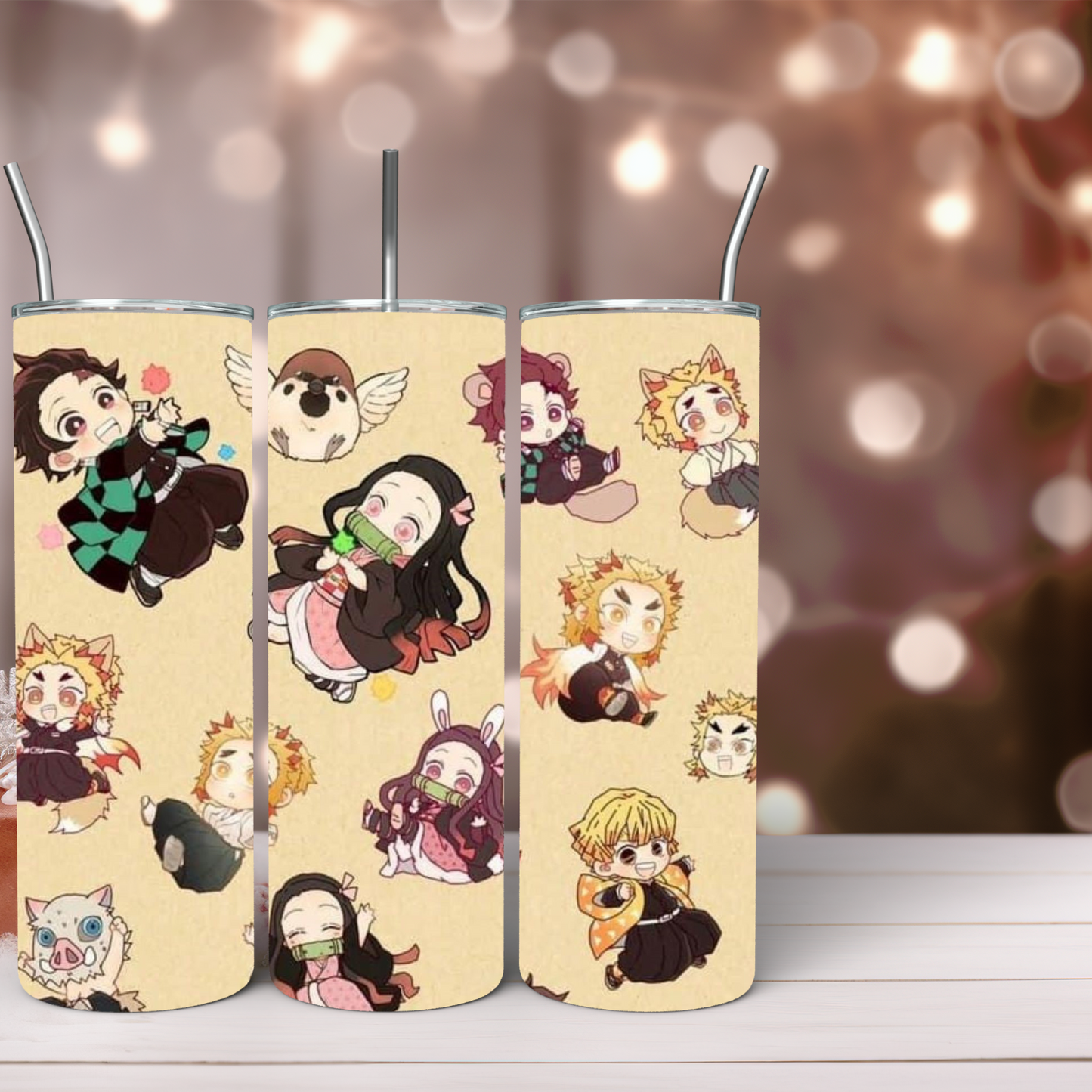 Demon Anime (with chibi design) 20oz Tumbler, Anime Tumbler, Anime Fan Tumbler, Tumbler with Straw