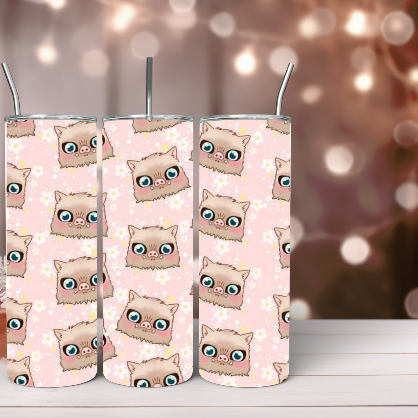 Demon Anime (with chibi design) 20oz Tumbler, Anime Tumbler, Anime Fan Tumbler, Tumbler with Straw