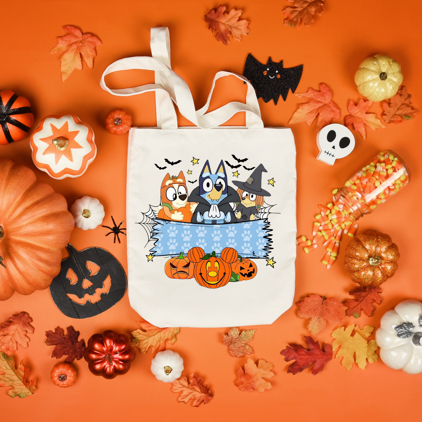 Personalized Halloween Tote Bags, Reuseable Trick or Treat Tote Bags