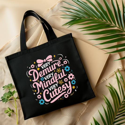 Very Demure, Very Mindful, Very Cutesy Canvas Tote/TikTok Canvas Tote