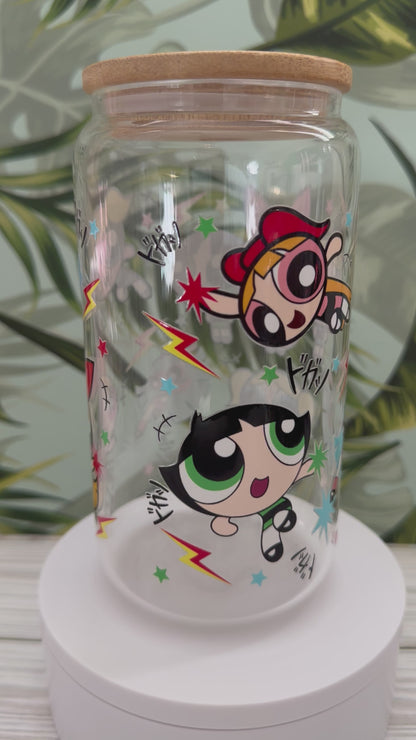 Powerpuff Girls Inspired 16oz Glass Libbey Can